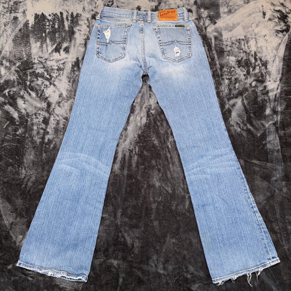 Lucky Brand Lil Maggie Jeans 4/27 Blue Flare Low Rise Button Fly Z0C5010 - Picture 2 of 14